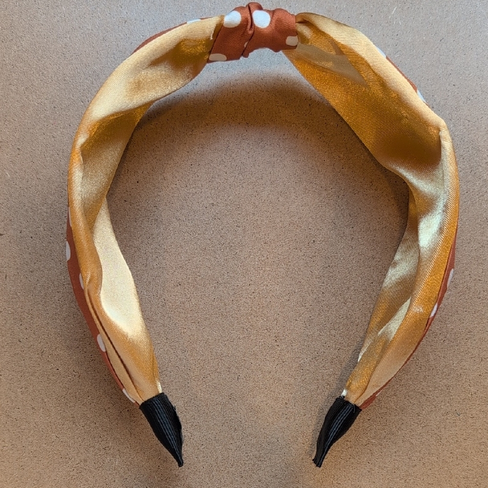 Elegant Gold and Brown Polka Dot Headband